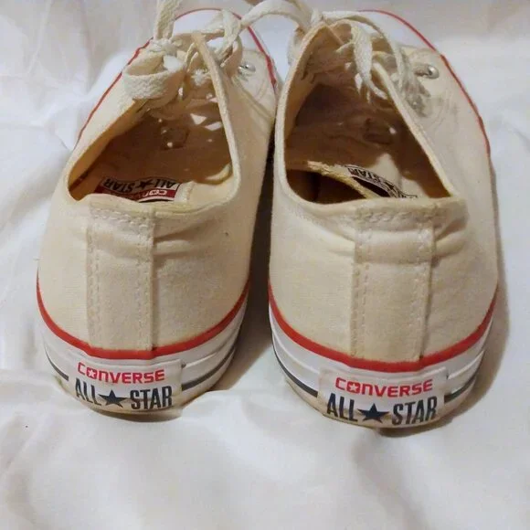 Converse Off White Canvas All Star Sneakers Shoes 10 Retro Streetwear Minimalist - Picture 7 of 9